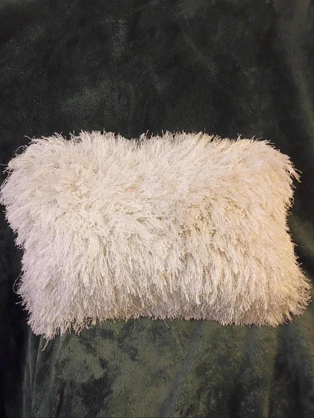 At Home White Tinsel Shag Pillowcase